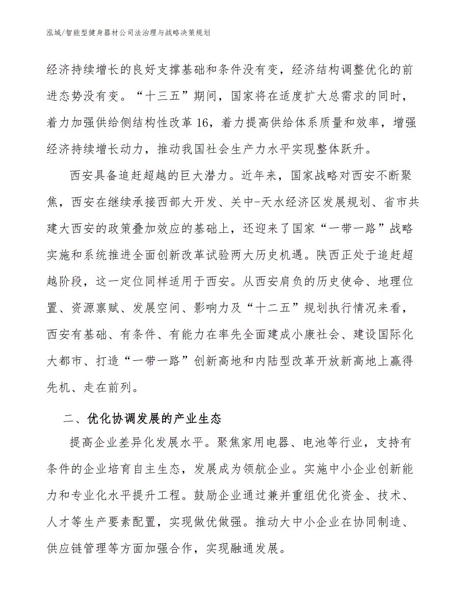 智能型健身器材公司法治理与战略决策规划_范文_第3页