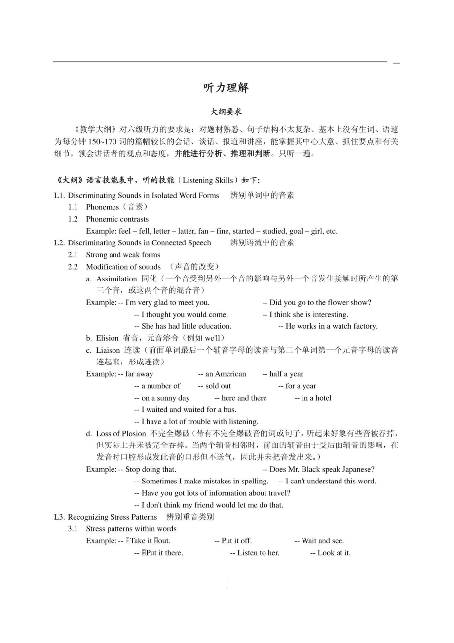 大学英语六级—听力理解_第1页
