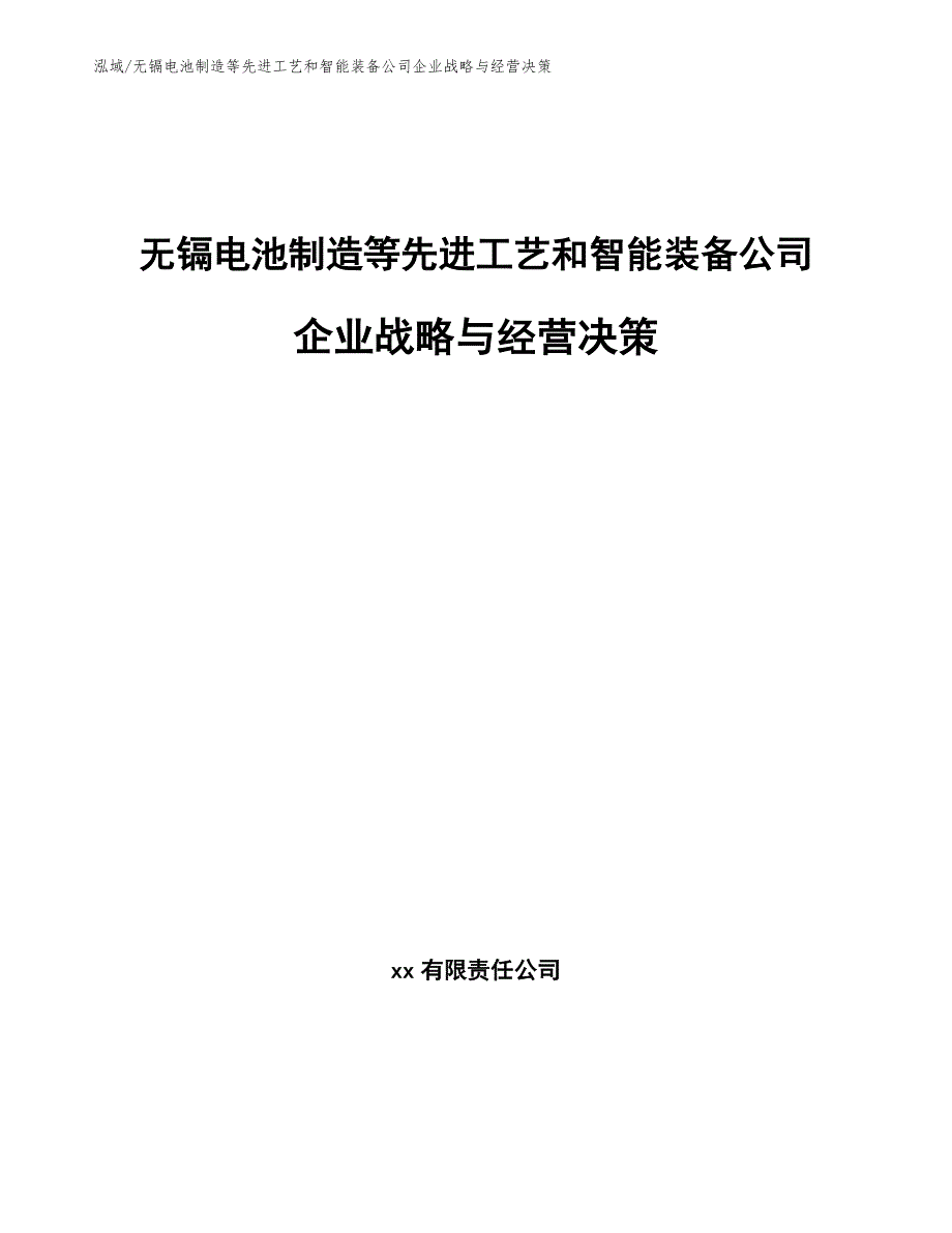 无镉电池制造等先进工艺和智能装备公司企业战略与经营决策_第1页