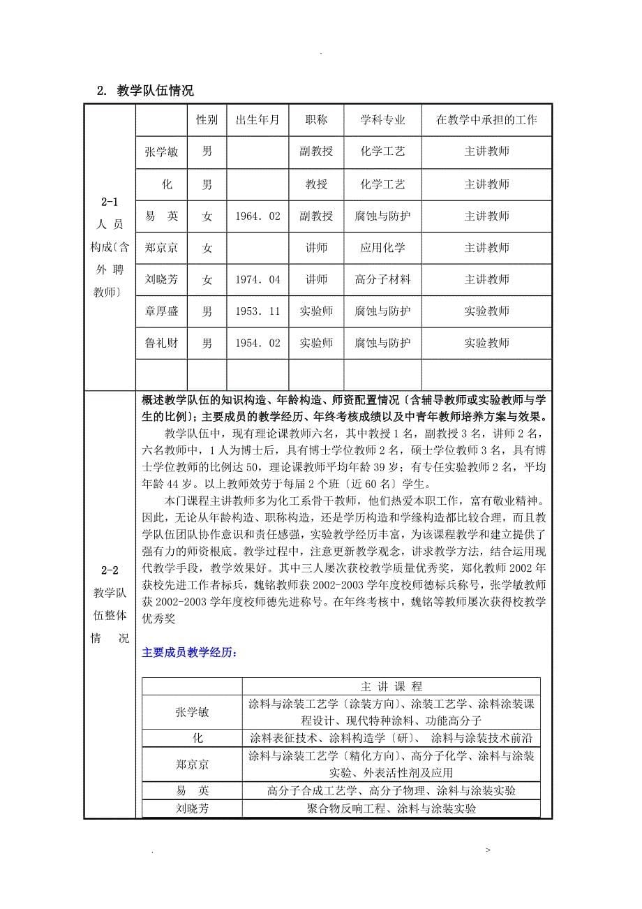 涂料涂装工艺学精品课程申请报告书_第5页