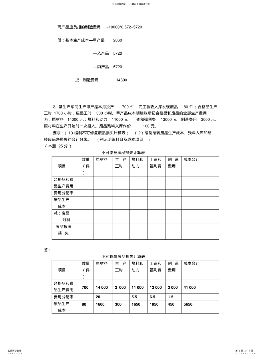 成本会计网上形考02任务_第2页