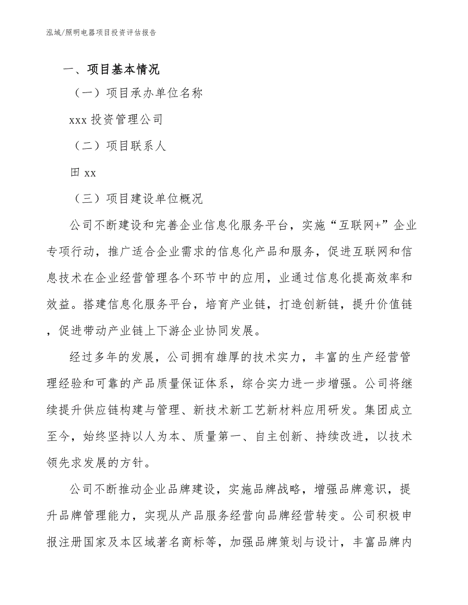 照明电器项目投资评估报告（参考）_第3页