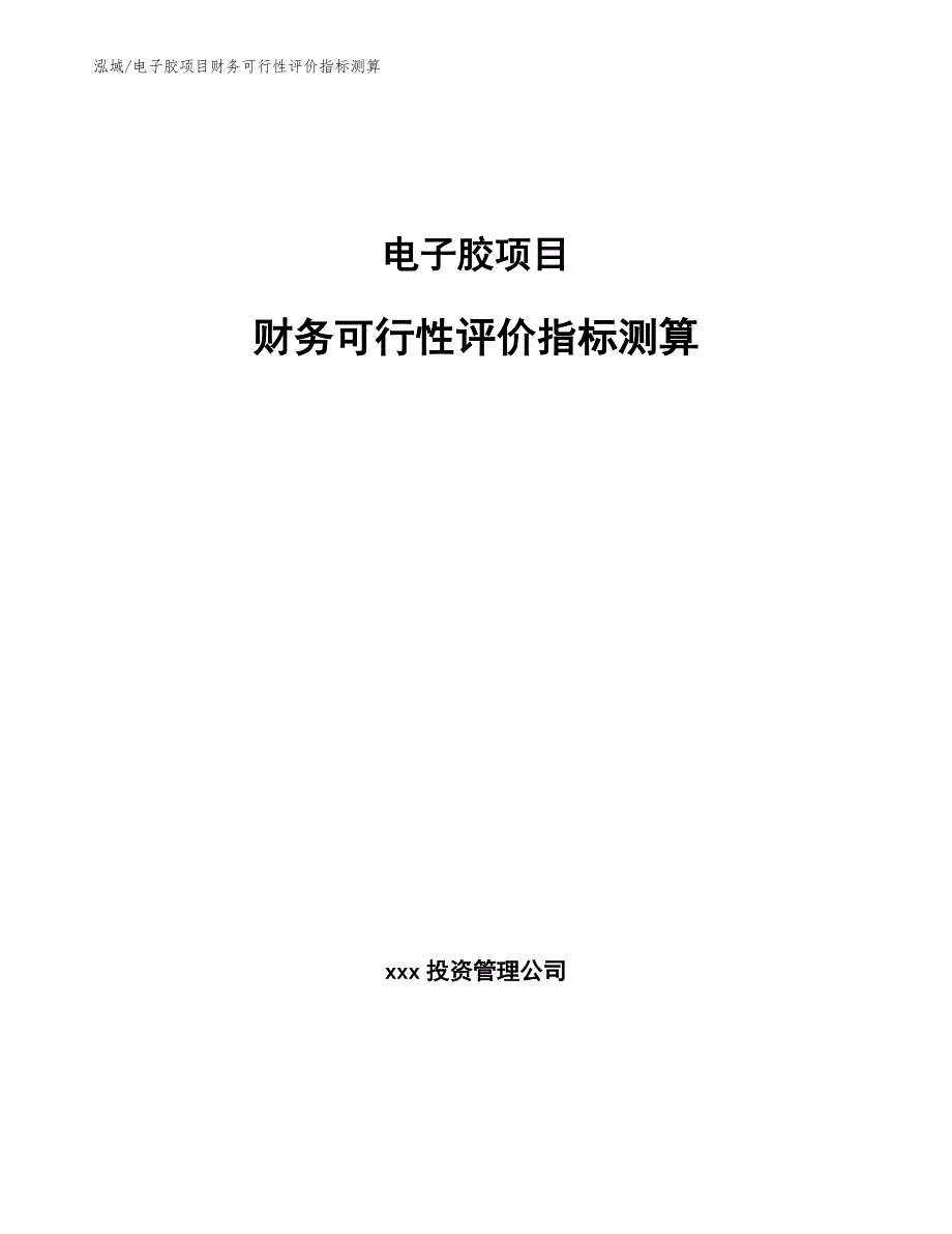 电子胶项目财务可行性评价指标测算_范文_第1页