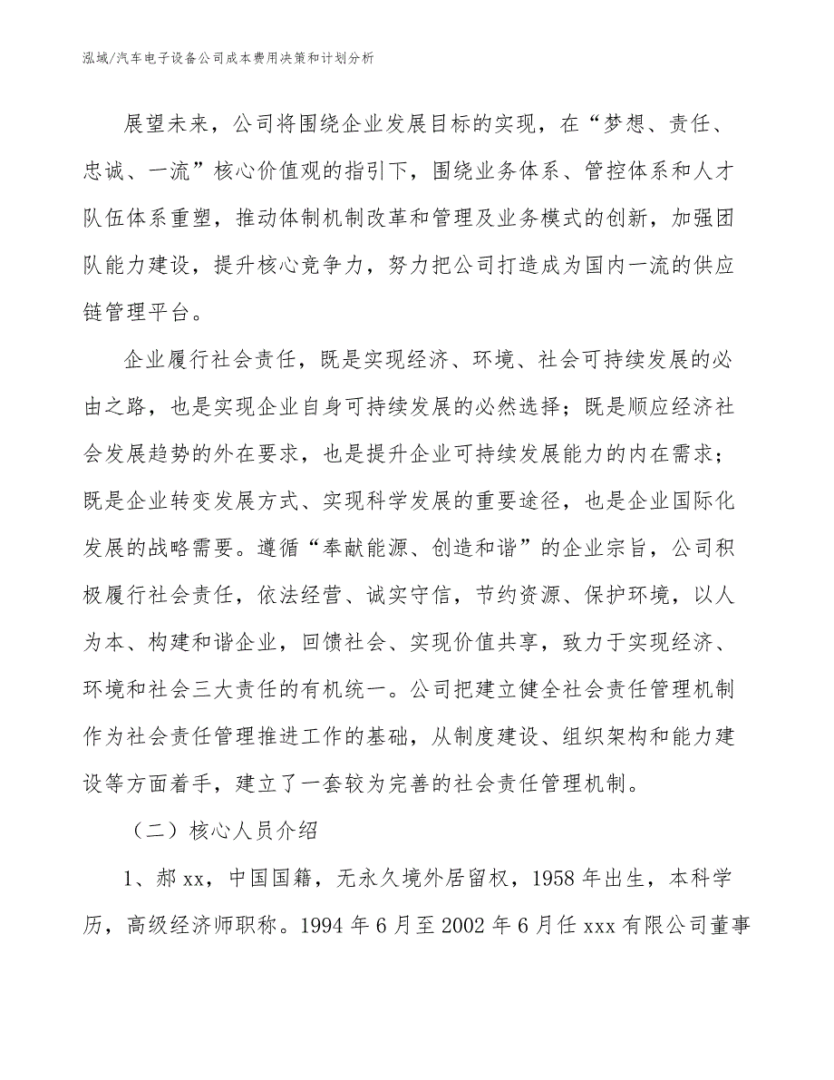 汽车电子设备公司成本费用决策和计划分析_第3页