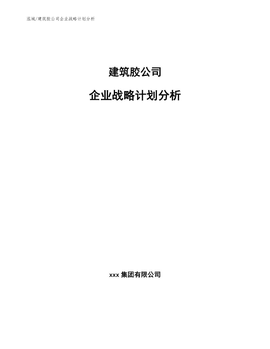 建筑胶公司企业战略计划分析【参考】_第1页