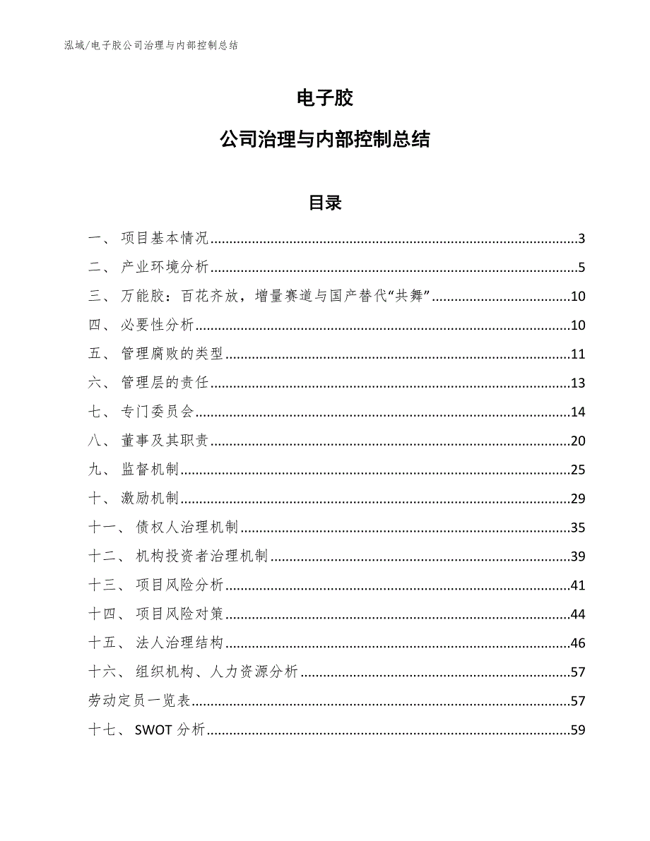 电子胶公司治理与内部控制总结【范文】_第1页