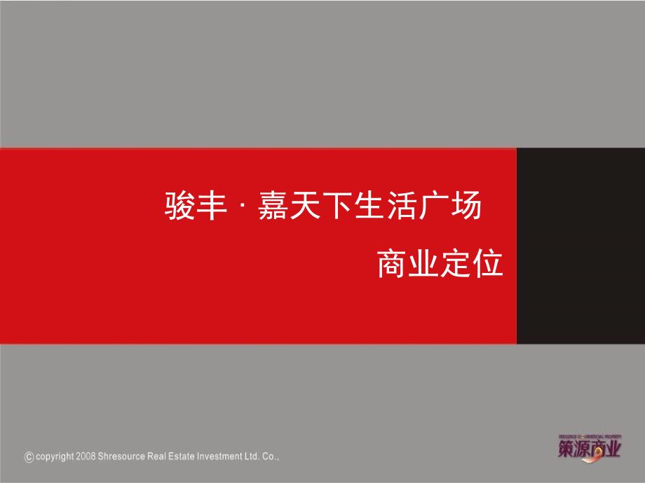 婚庆主题商业广场经典提案骏丰嘉天下生活广场商业定位_第1页