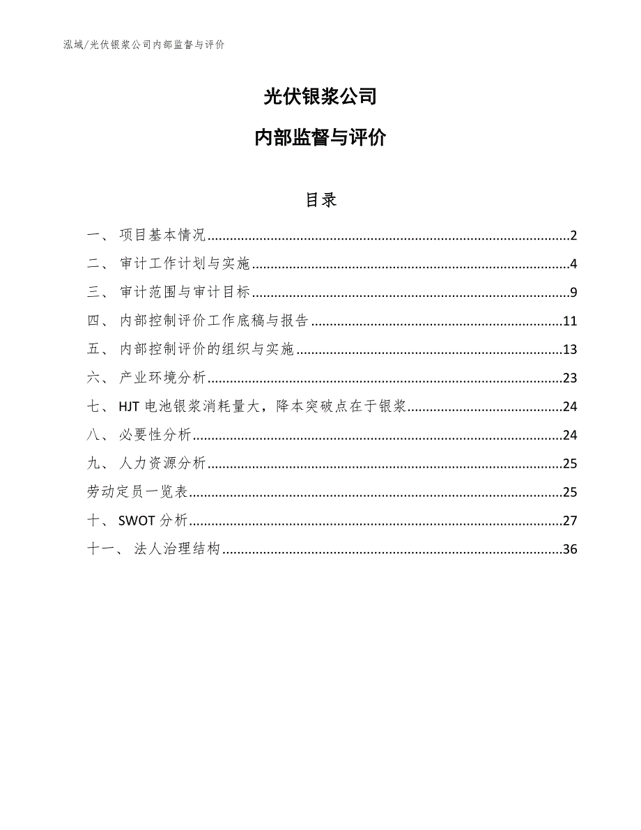 光伏银浆公司内部监督与评价【参考】_第1页