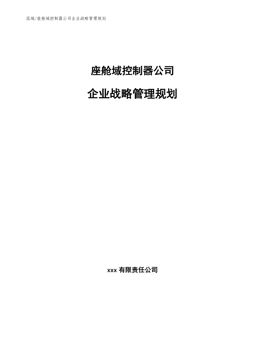 座舱域控制器公司企业战略管理规划_范文_第1页