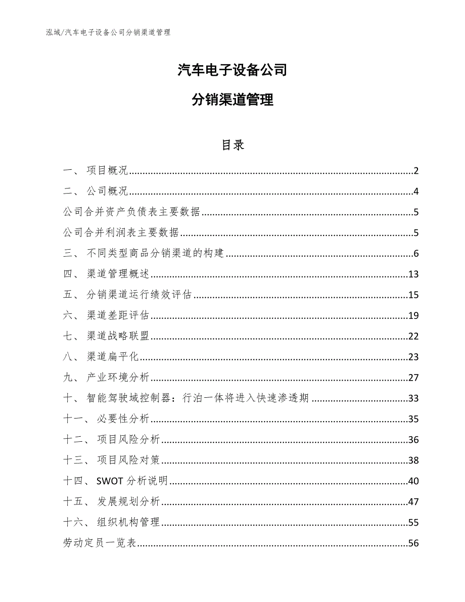 汽车电子设备公司分销渠道管理（参考）_第1页