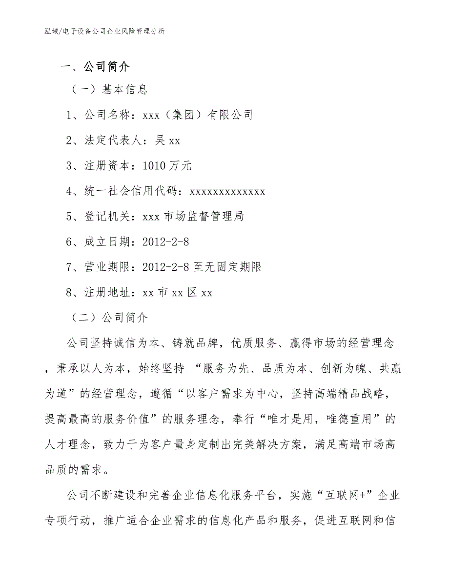 电子设备公司企业风险管理分析（参考）_第3页