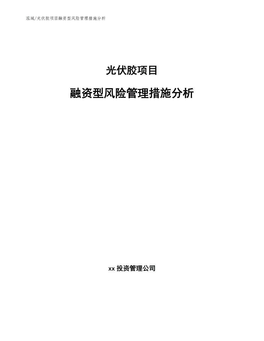 光伏胶项目融资型风险管理措施分析【参考】_第1页