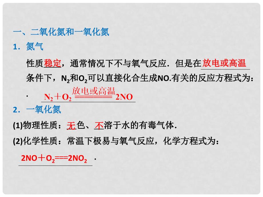 高考化学 第四章 第三节 第二课时 二氧化氮和一氧化氮 大气污染学习课件 新人教版必修1_第4页