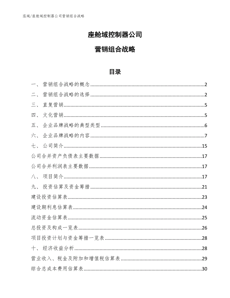 座舱域控制器公司营销组合战略_参考_第1页