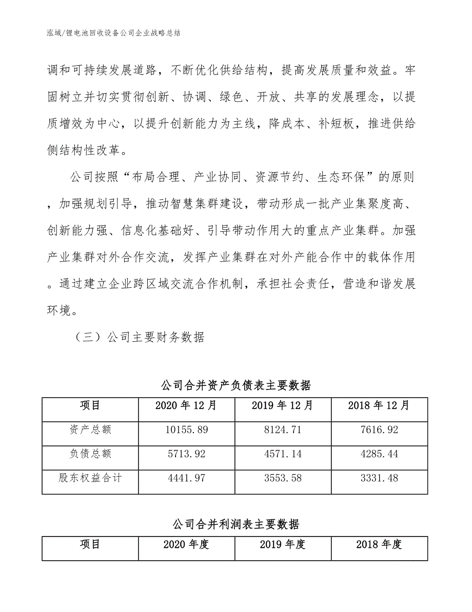 锂电池回收设备公司企业战略总结_范文_第3页