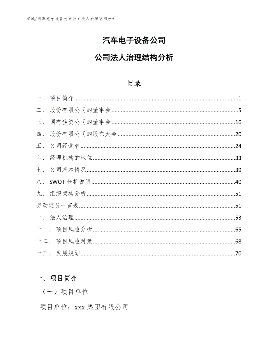 汽车电子设备公司公司法人治理结构分析_第1页