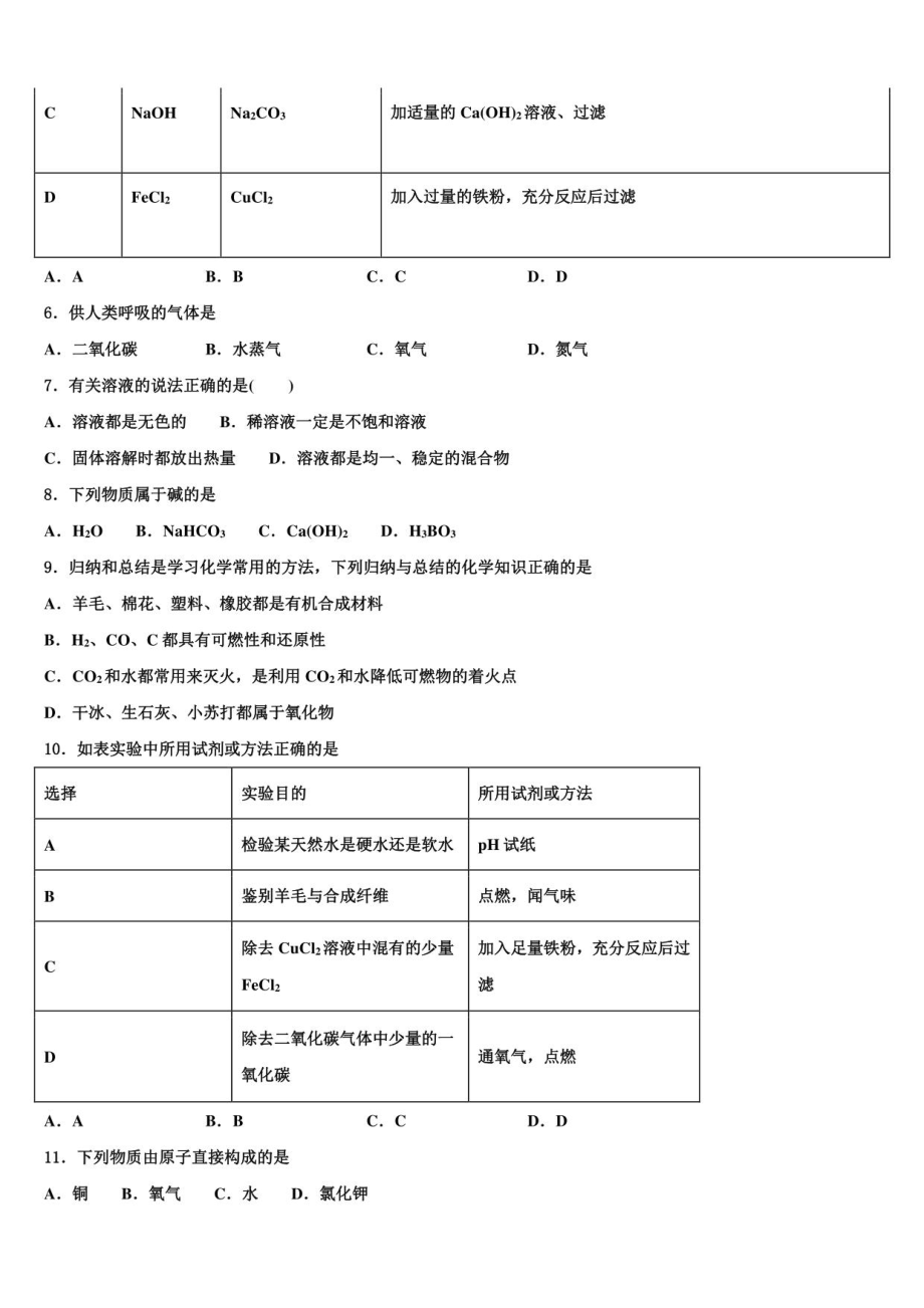 2021-2022学年河北省衡水市故城县中考化学最后一模试卷含解析_第2页