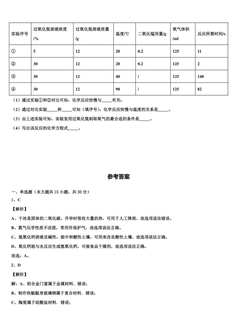 2021-2022学年河北省衡水市故城县中考化学最后一模试卷含解析_第5页