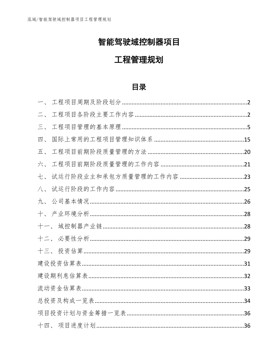 智能驾驶域控制器项目工程管理规划_范文_第1页