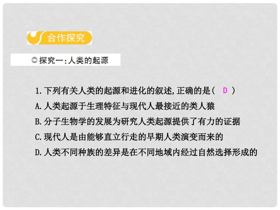 八年级生物下册 第六单元 第三章 第三节 人类的起源课件 （新版）冀教版_第3页