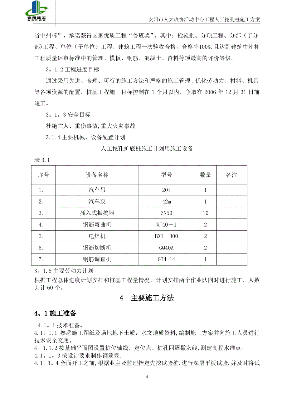 人工挖孔扩底桩施工方案_第4页