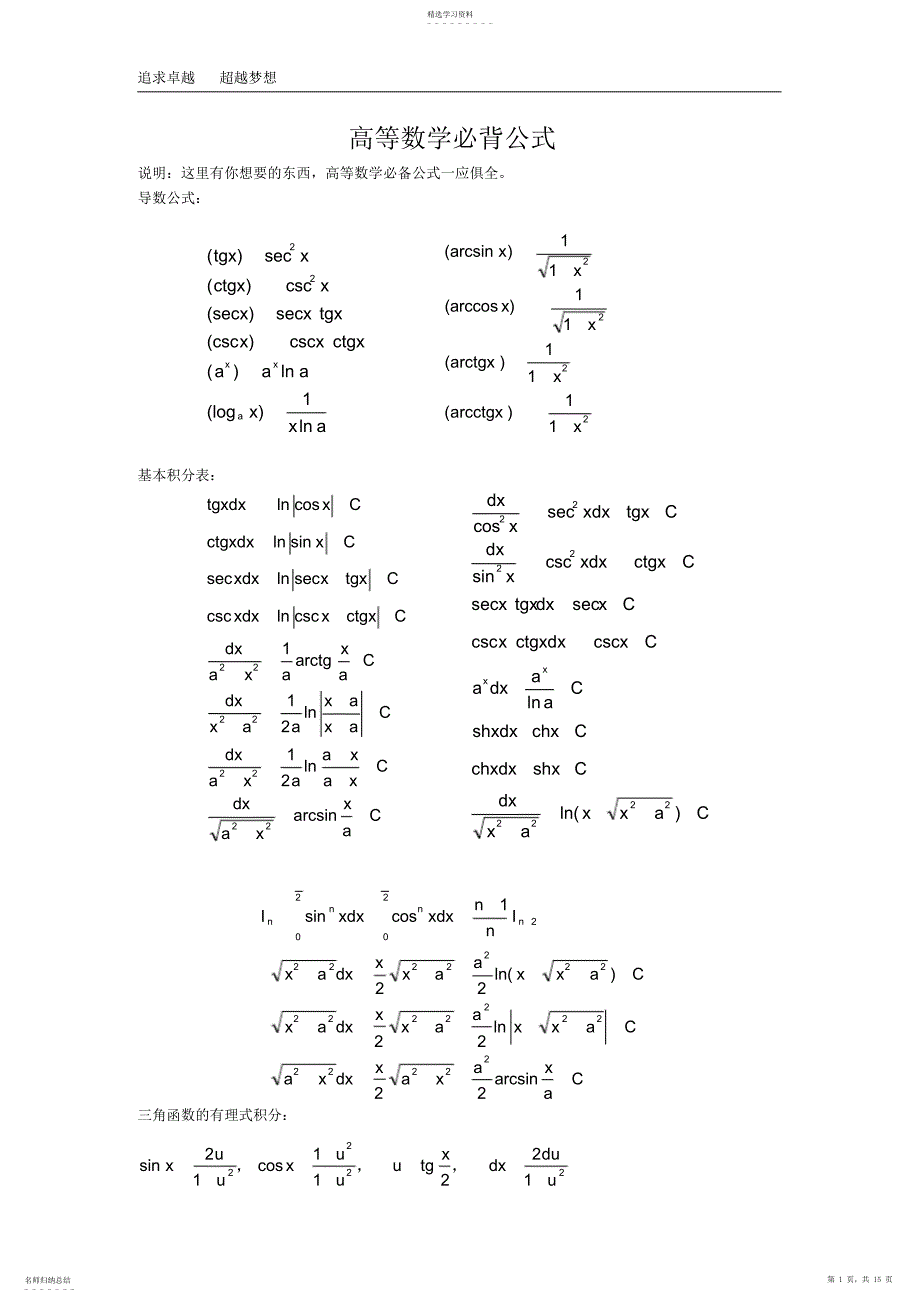 2022年高等数学公式必背大全_第1页