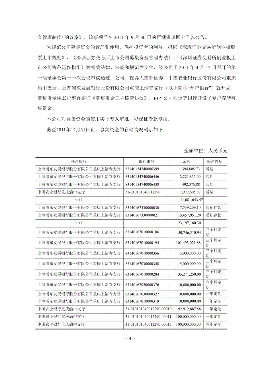 福安药业关于公司募集资金存放与使用情况鉴证报告_第4页