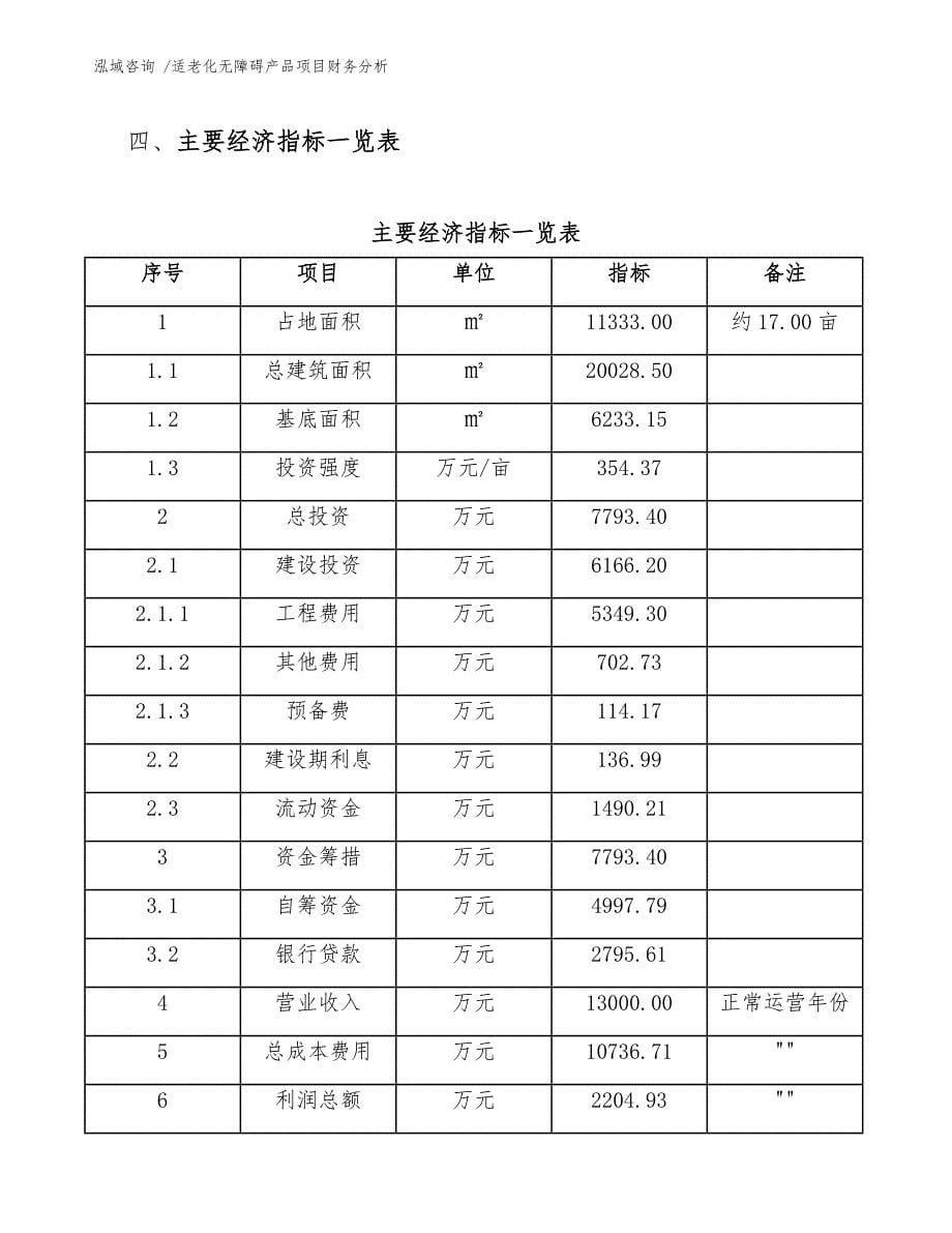 适老化无障碍产品项目财务分析-模板范文_第5页