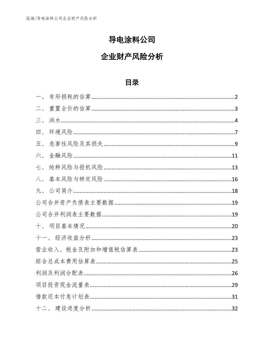 导电涂料公司企业财产风险分析_第1页