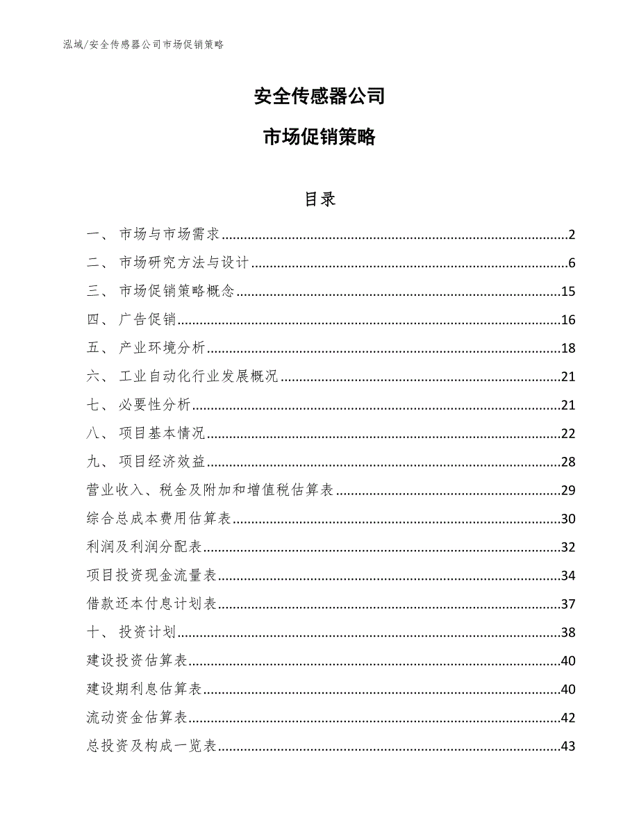 安全传感器公司市场促销策略_第1页