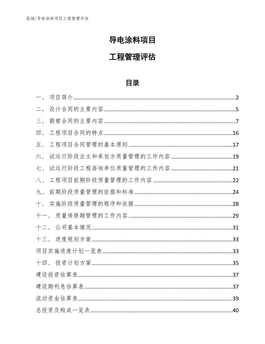 导电涂料项目工程管理评估_范文_第1页