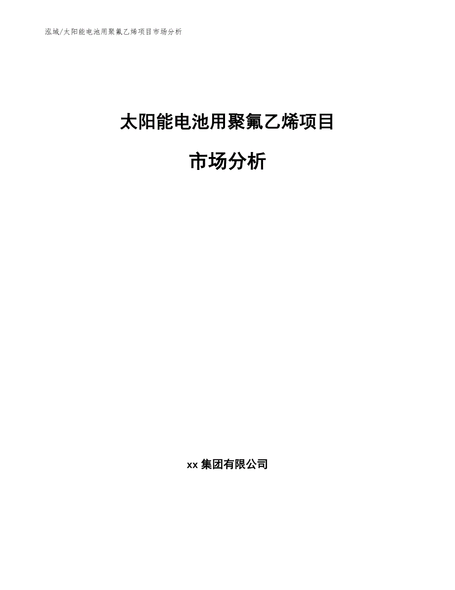 太阳能电池用聚氟乙烯项目市场分析（范文）_第1页