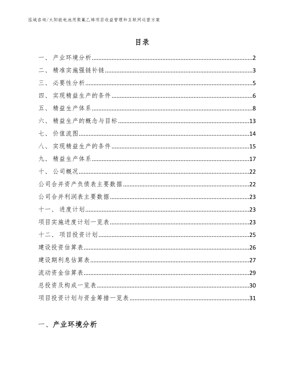 太阳能电池用聚氟乙烯项目收益管理和互联网运营方案_范文_第2页