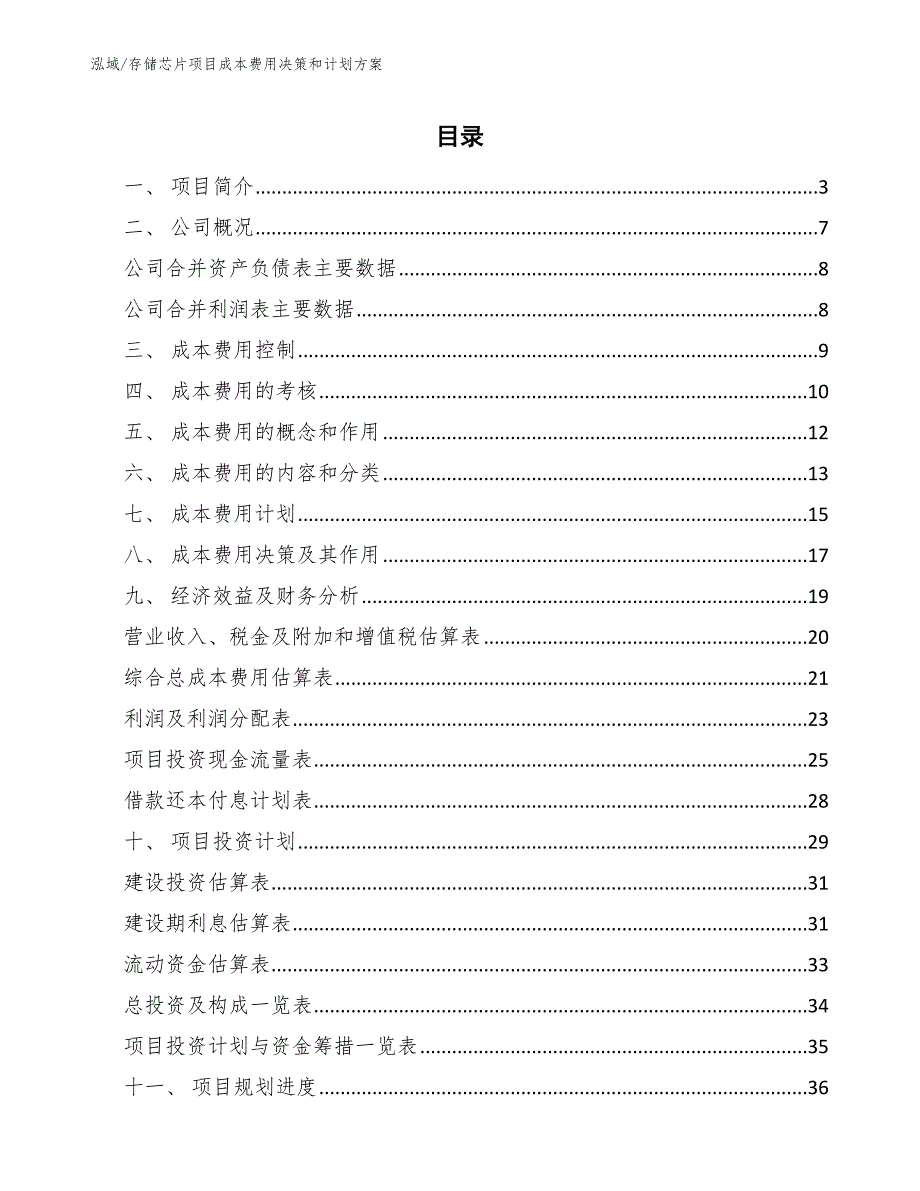 存储芯片项目成本费用决策和计划方案【范文】_第2页