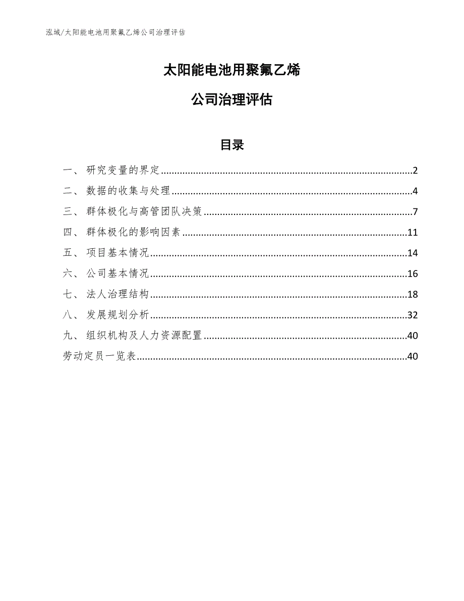 太阳能电池用聚氟乙烯公司治理评估（参考）_第1页