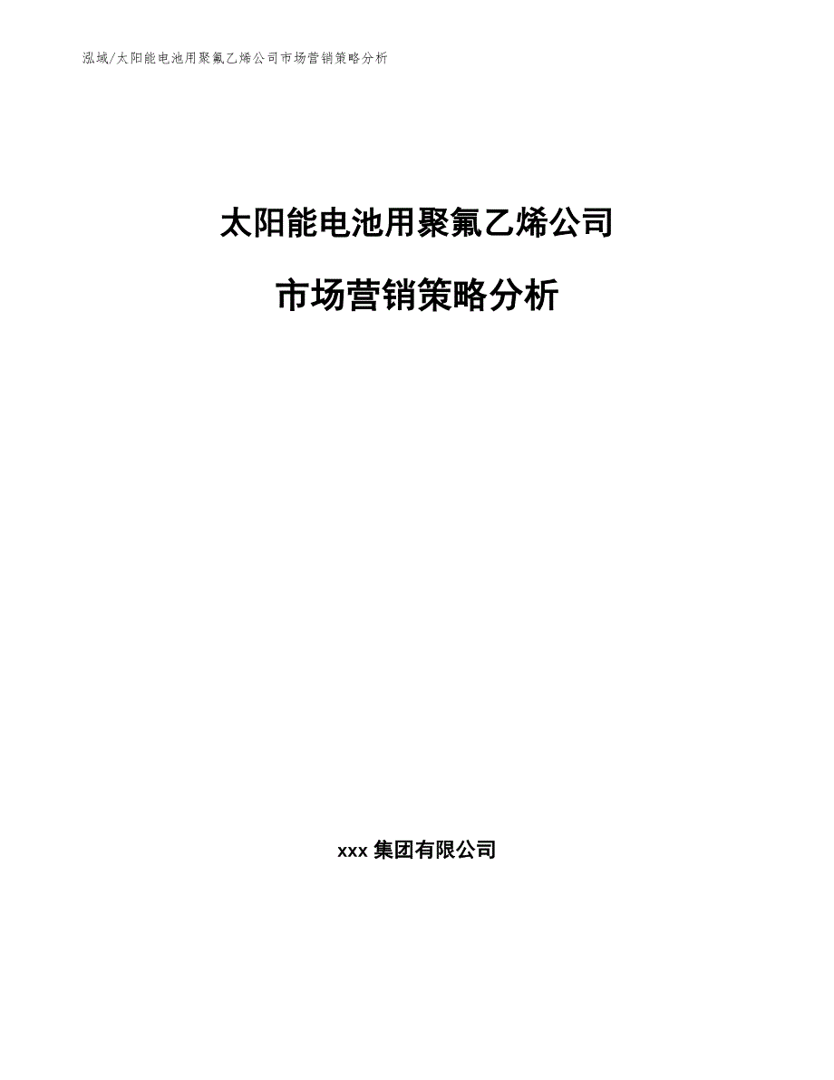 太阳能电池用聚氟乙烯公司市场营销策略分析_第1页