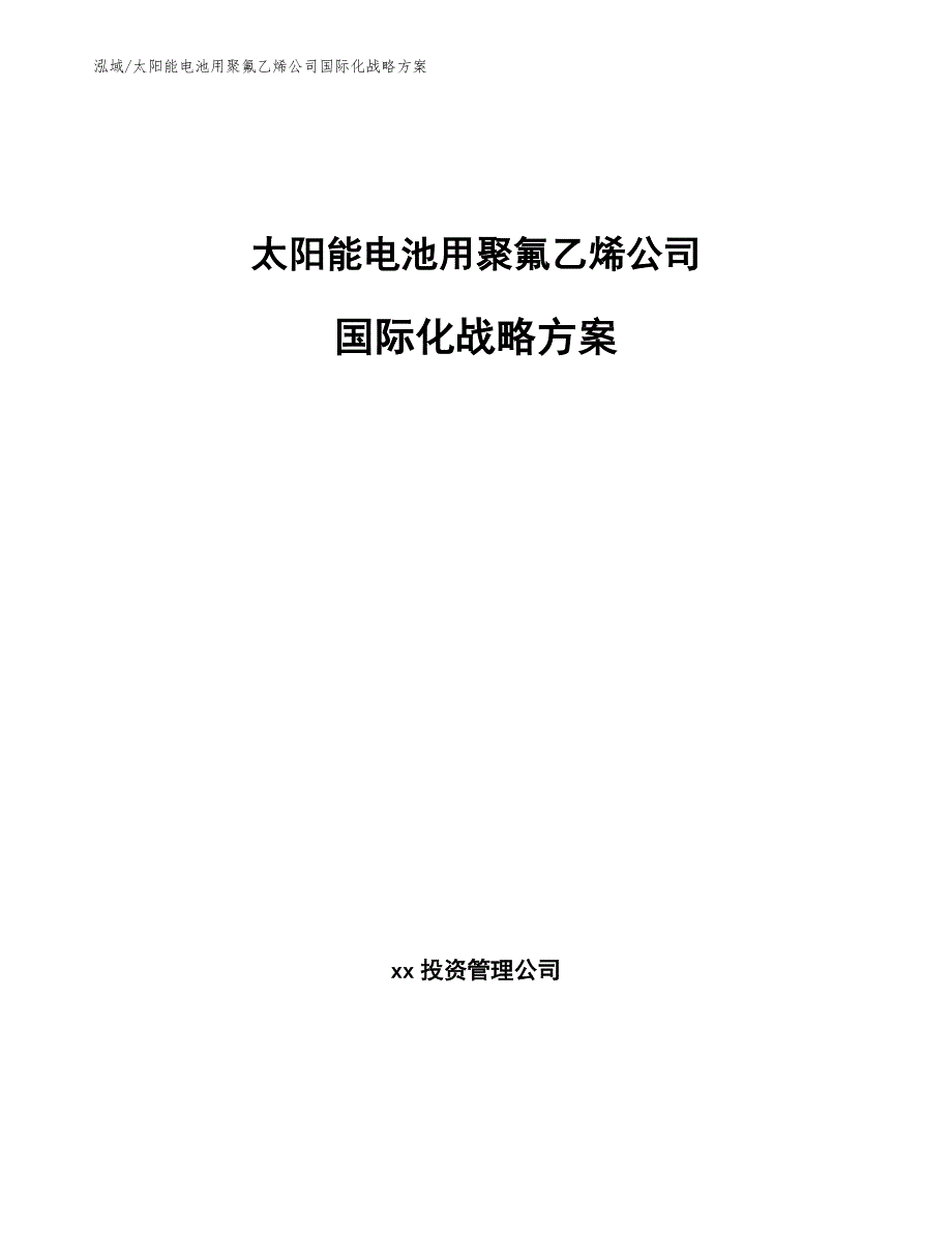 太阳能电池用聚氟乙烯公司国际化战略方案_参考_第1页