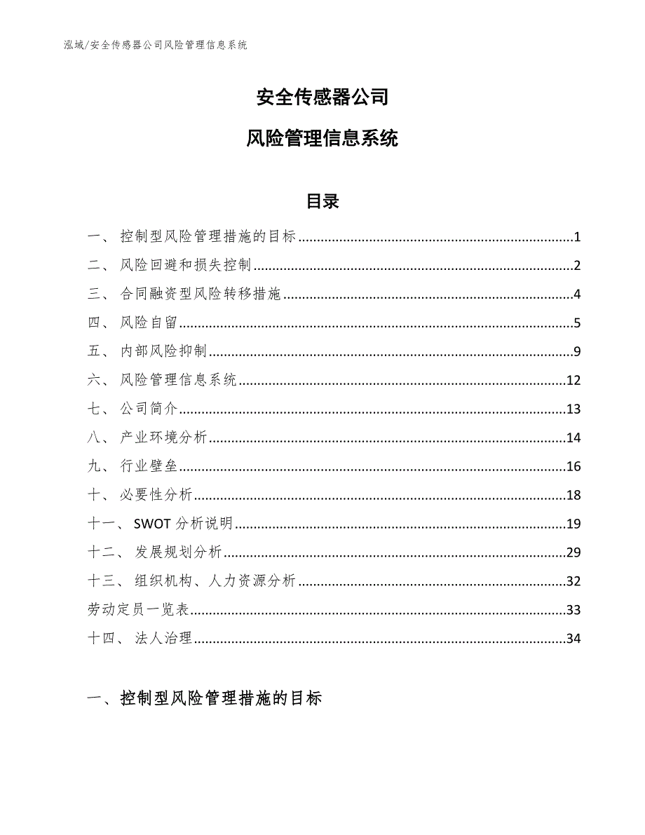 安全传感器公司风险管理信息系统_第1页