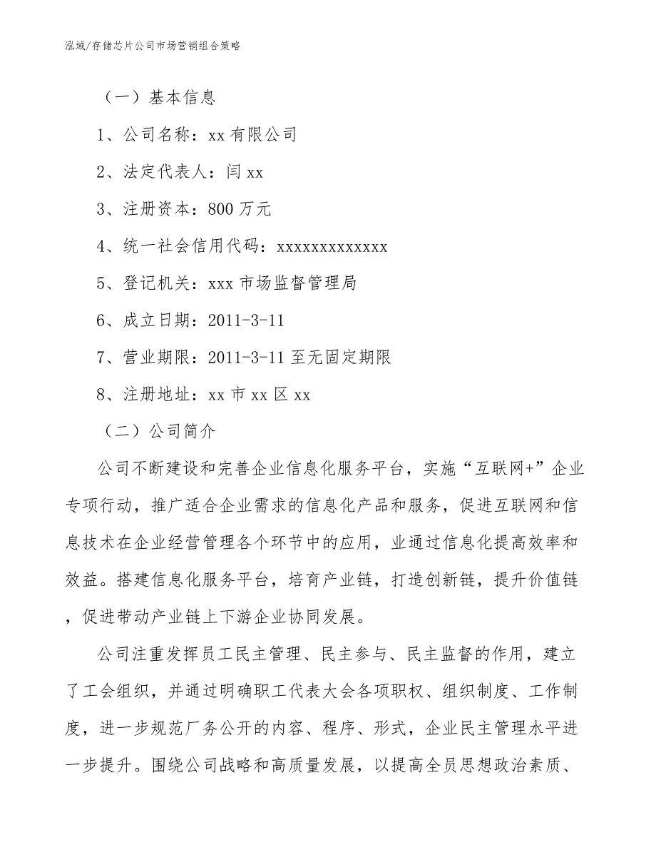 存储芯片公司市场营销组合策略_范文_第2页