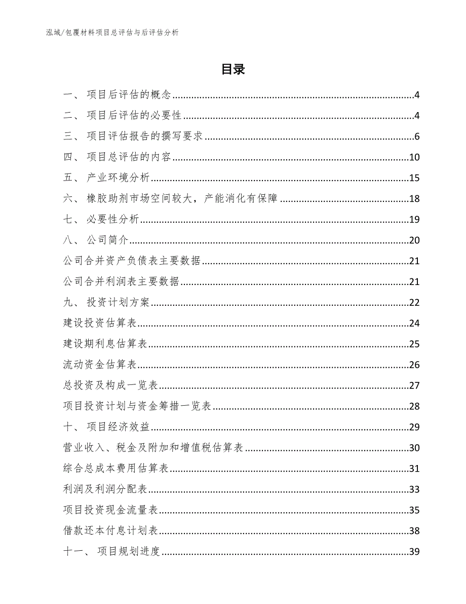 包覆材料项目总评估与后评估分析（参考）_第2页