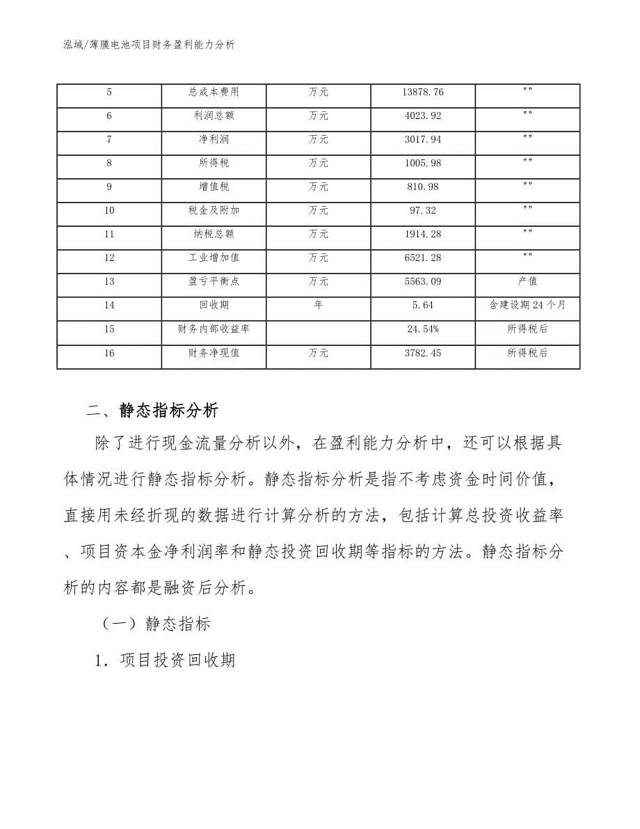 薄膜电池项目财务盈利能力分析【参考】_第5页