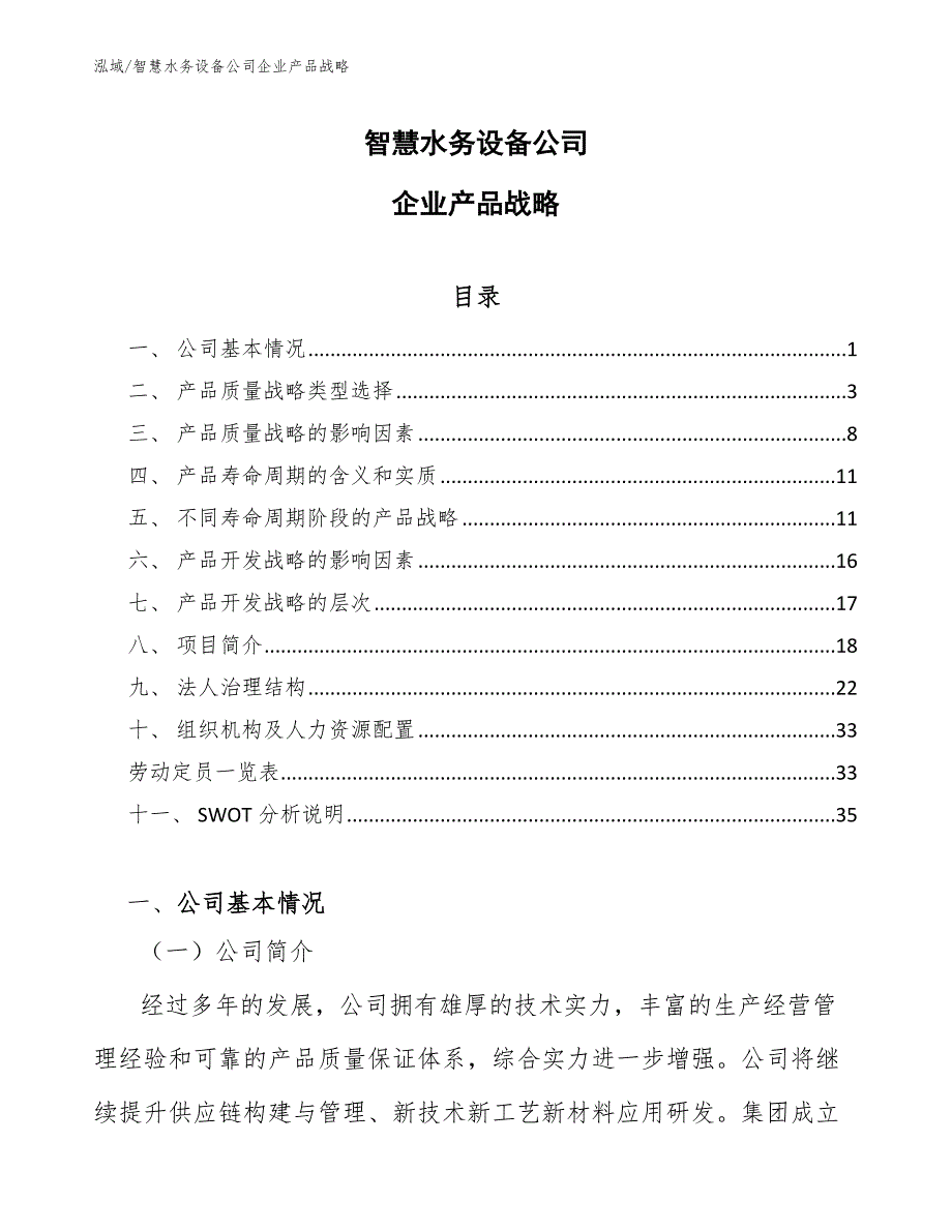 智慧水务设备公司企业产品战略_第1页