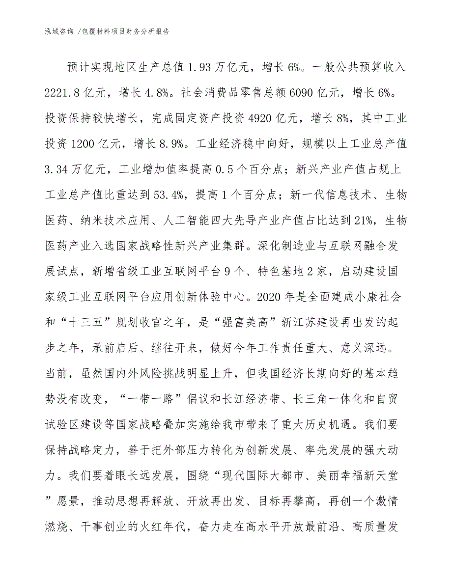 包覆材料项目财务分析报告_范文模板_第4页