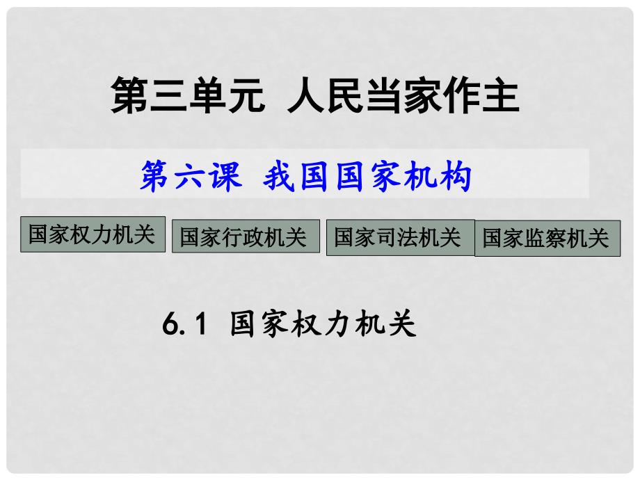 八年级道德与法治下册 第三单元 人民当家作主 第六课 我国国家机构 第1框 国家权力机关课件 新人教版_第1页