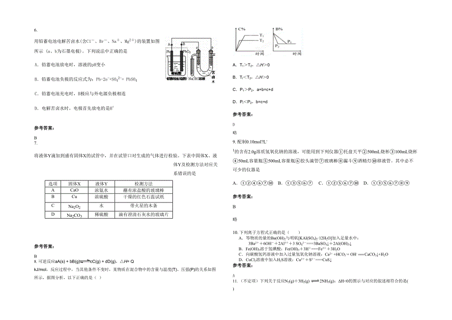 江苏省无锡市侨谊实验中学2022年高三化学下学期期末试题含解析_第2页