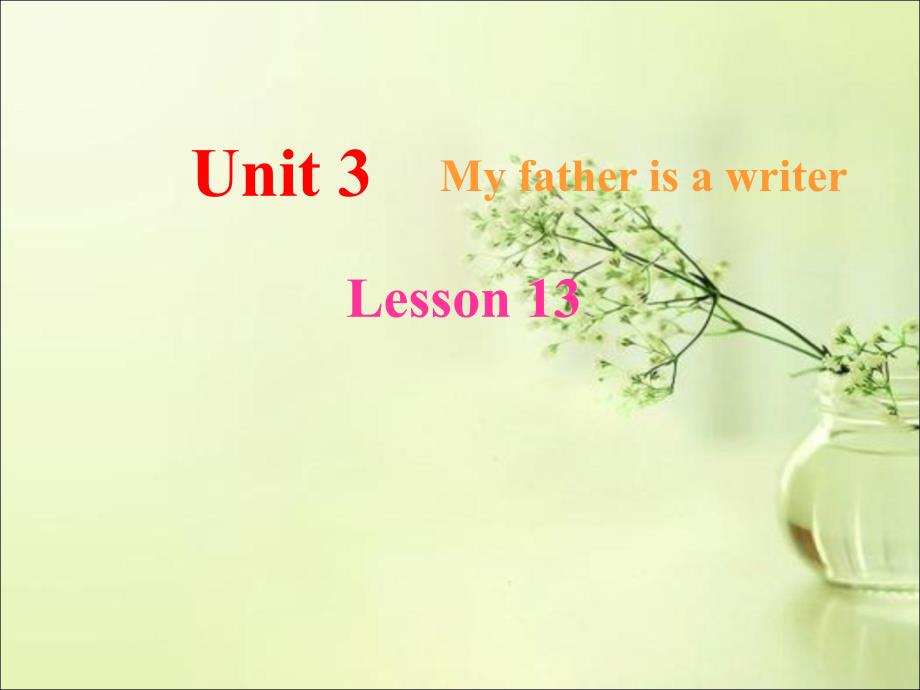 五年级上册英语课件Unit 3 My father is a writer Lesson 133人教精通_第1页