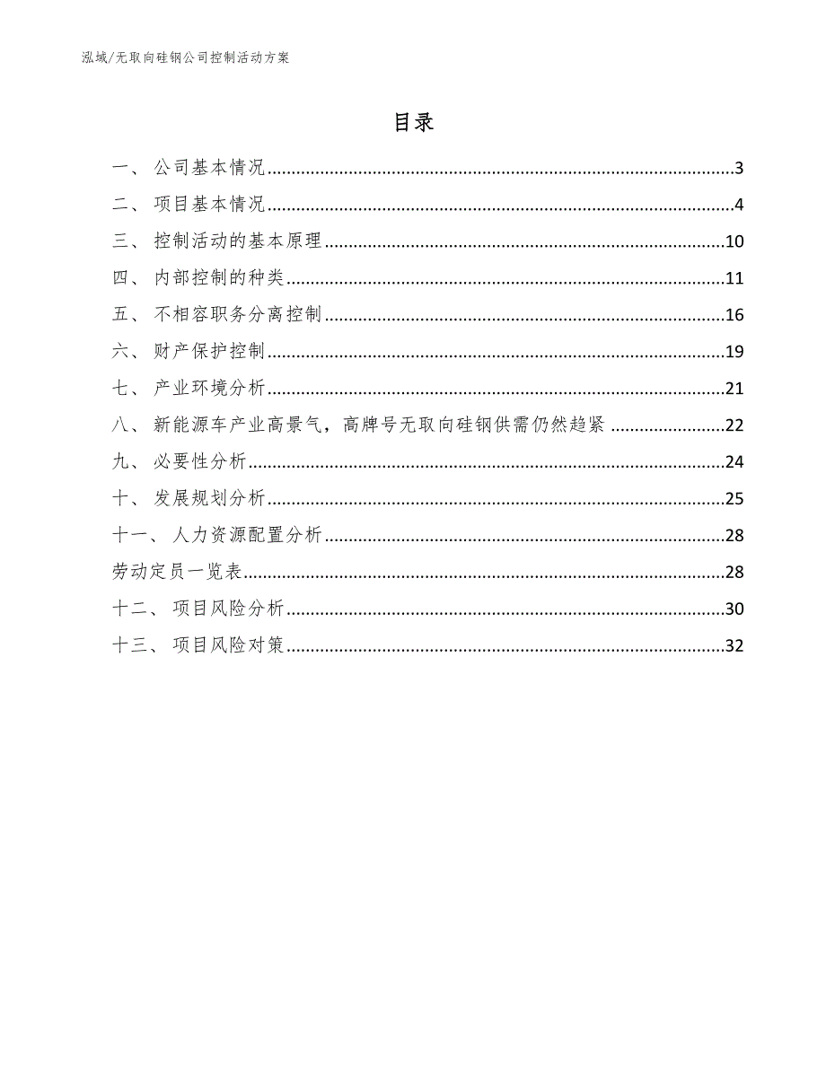 无取向硅钢公司控制活动方案_第2页