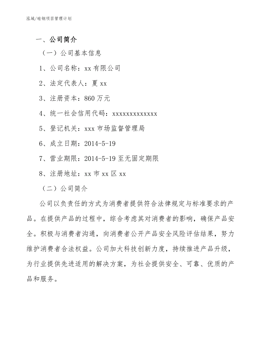 硅钢项目管理计划（范文）_第4页