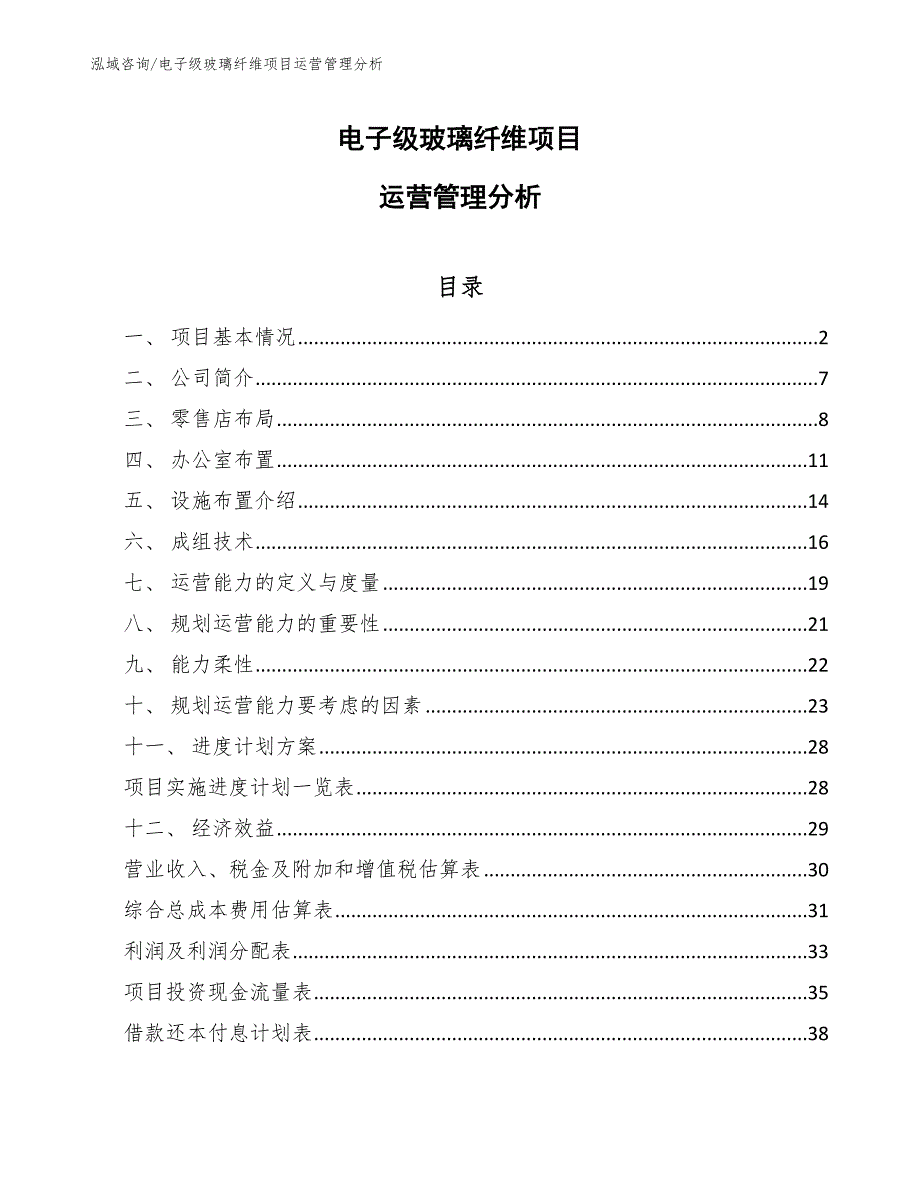 电子级玻璃纤维项目运营管理分析_范文_第1页