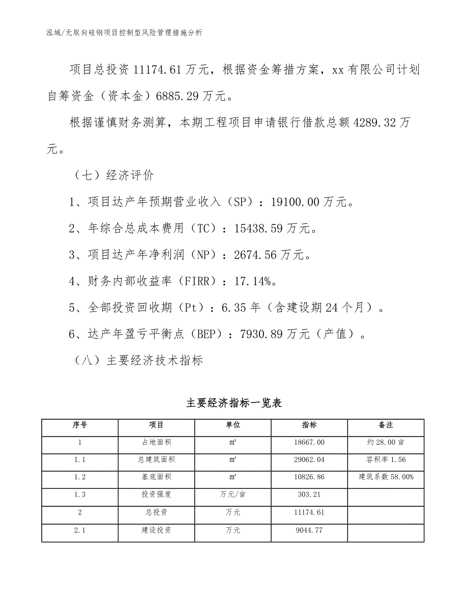 无取向硅钢项目控制型风险管理措施分析_第3页